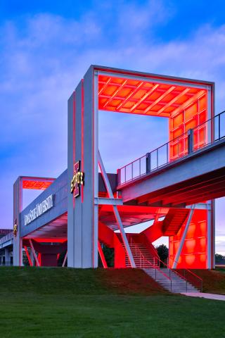 Side view of the bridge at night